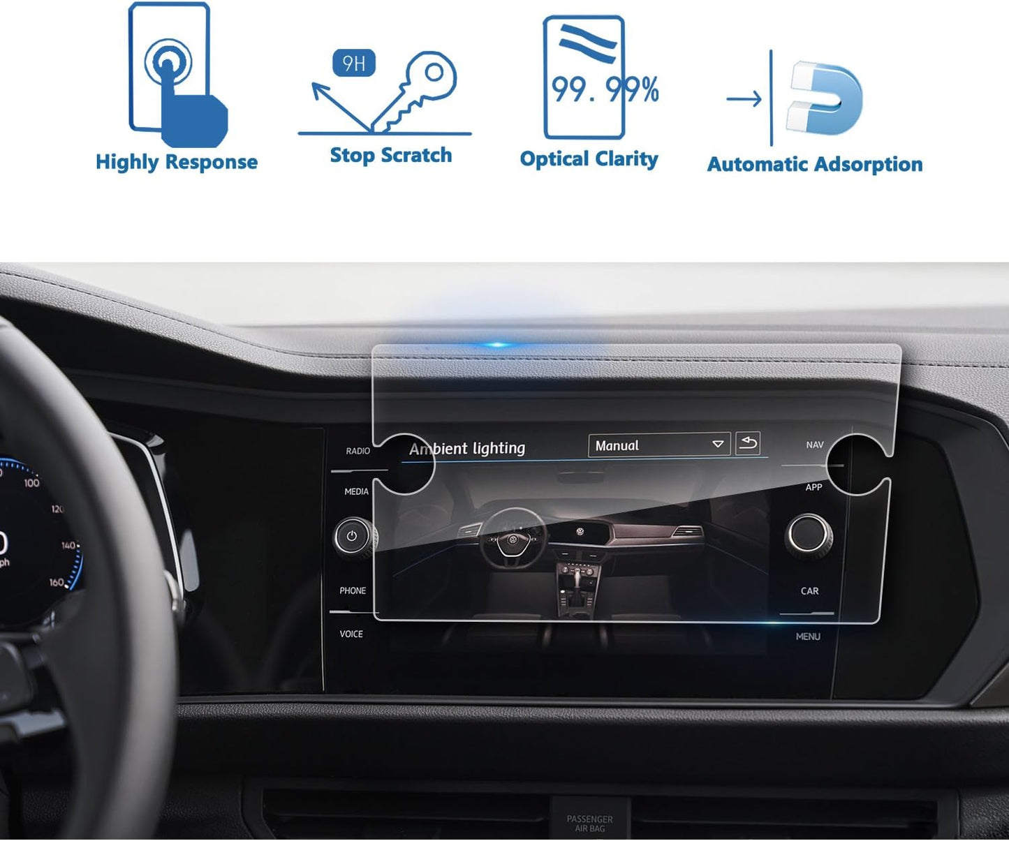 2019 2020 2021 2022 2023 2024 8-Inch 8-Inch LFOTPP Car Navigation Screen Protector for Jetta GLI Clear Tempered Glass