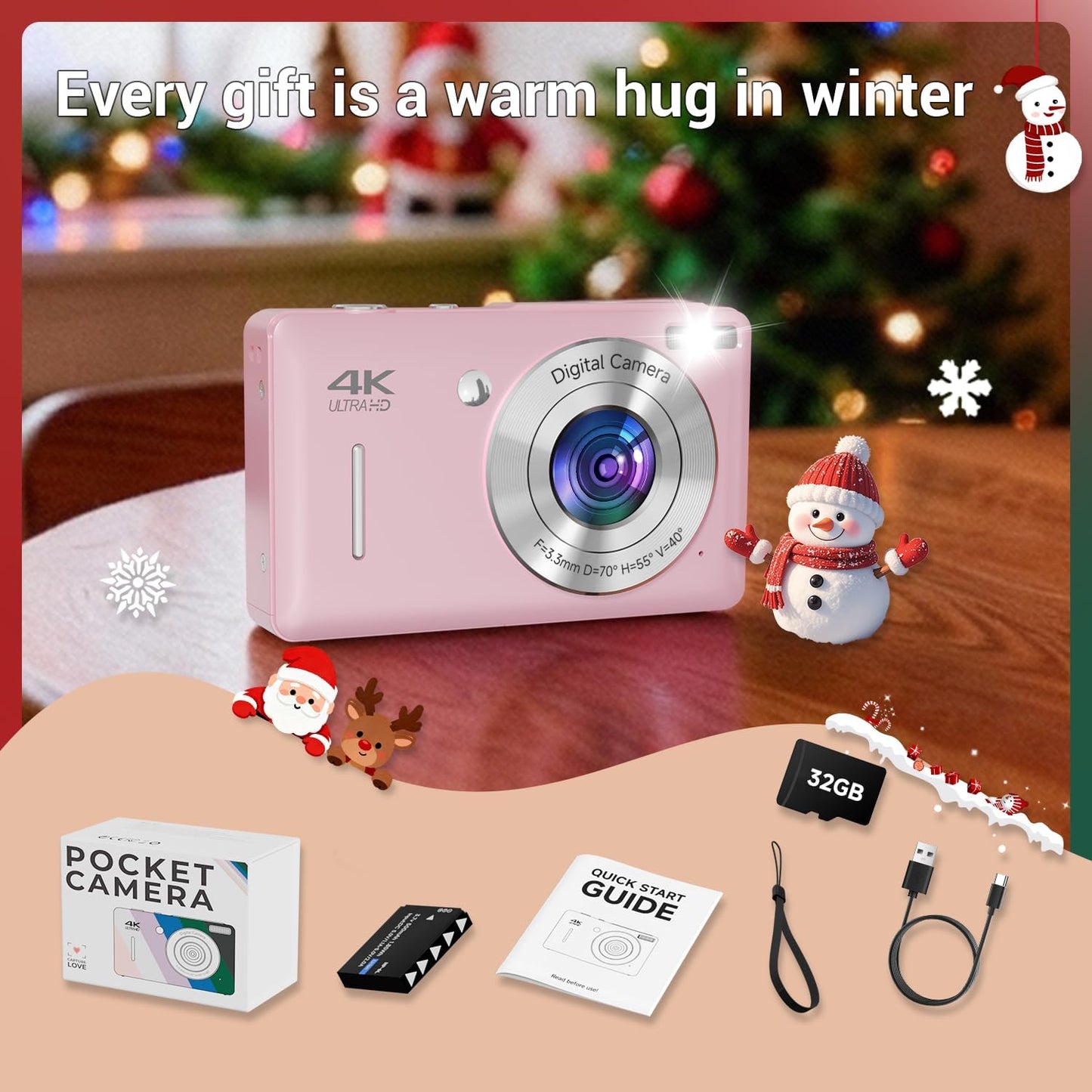 SMARTKLIK 1080P 44MP 16X 20 Digital Camera for Kids, FHD Point and Shoot Digital Camera with Face Detect, Smile