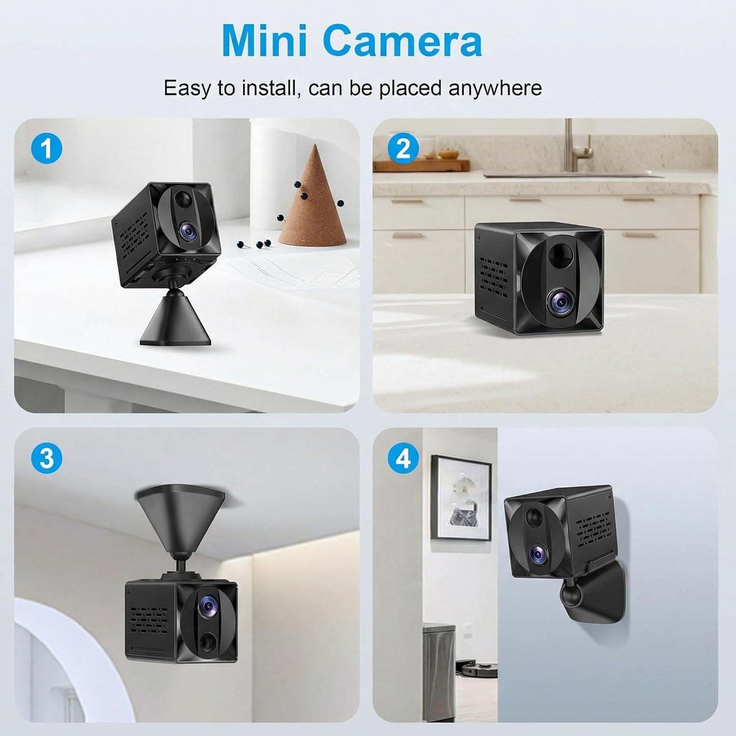 ZTTAOLII 5G 4K WiFi Hidden Spy Camera HD Mini Camera Indoor Security Cam,SD Card Storage & App Control, Night Vision