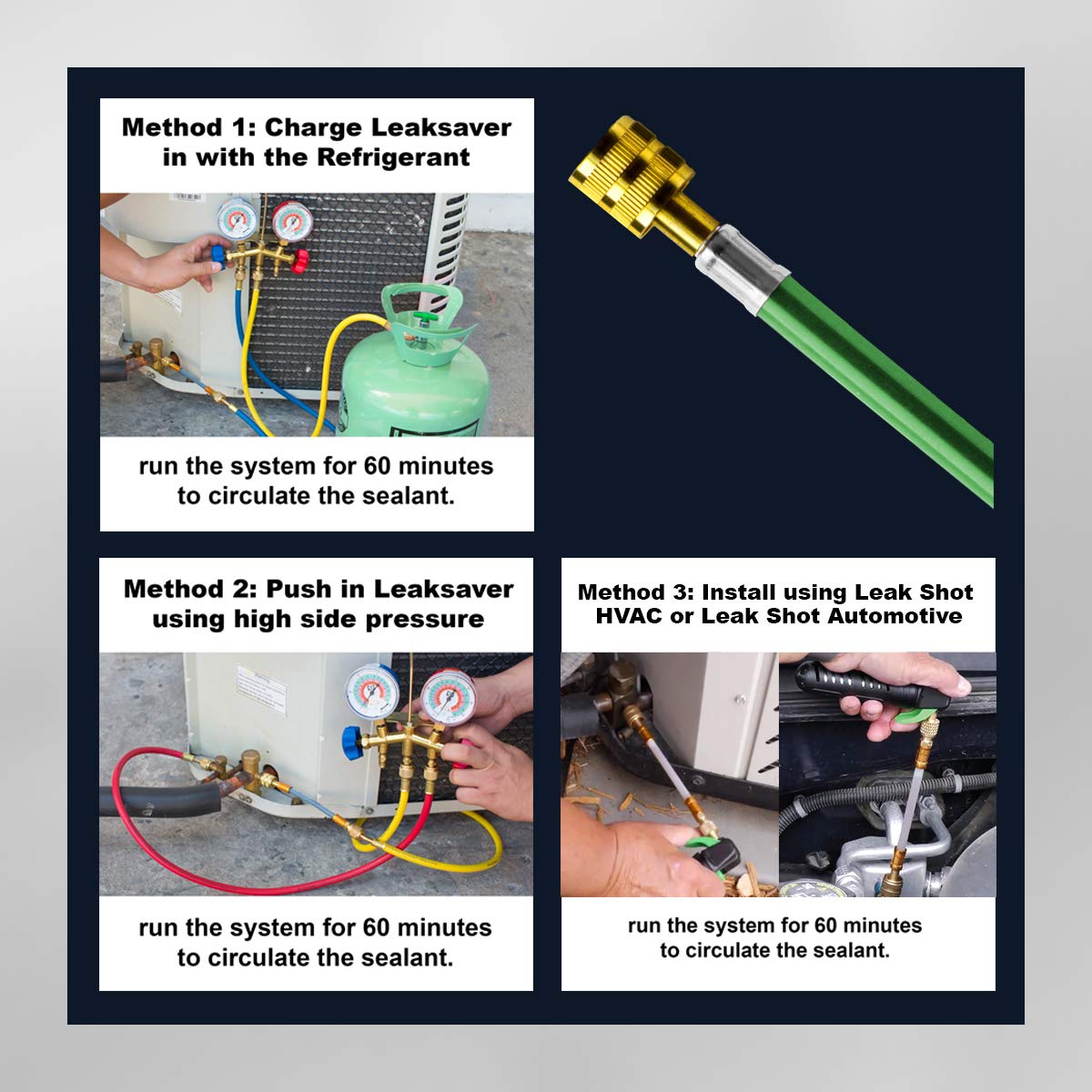 Leak Saver Direct Inject Ultimate 3-Pack | 3-in-1 AC Refrigerant Leak Sealer | with UV Dye & Moisture Remover | for Most HVAC Systems Up to 5 Tons - Professional AC Leak Sealer - AC Stop Leak