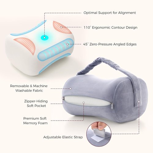 Momcozy Knee Pillow - Soft Memory Foam for Side Sleepers | Relieves Knee & Sciatica Pain, Gray Crystal Velvet