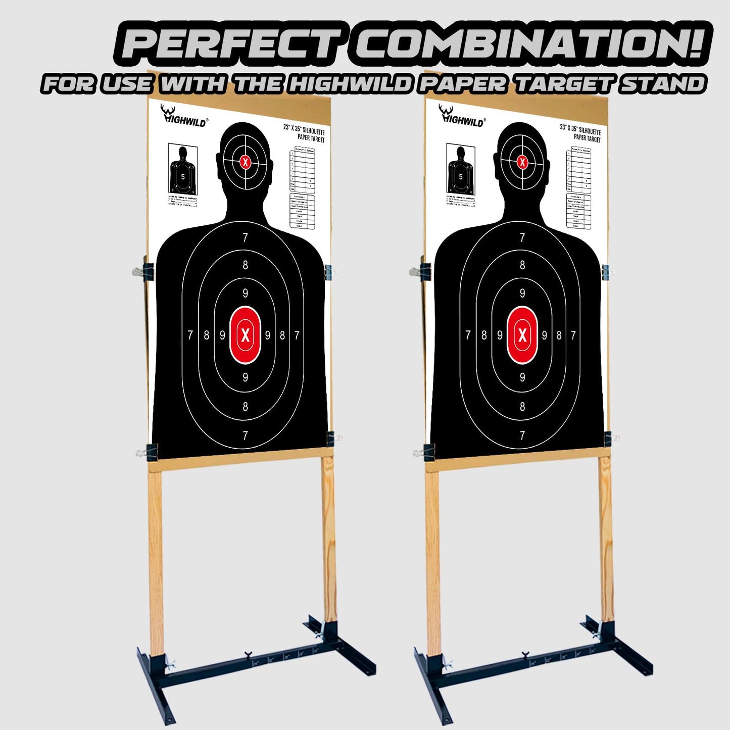 Highwild Shooting Range Silhouette Paper Target - 23X35 Inches - Suitable for Handguns, Rifles, Airguns, BB Guns (20 Pack, White & Black)