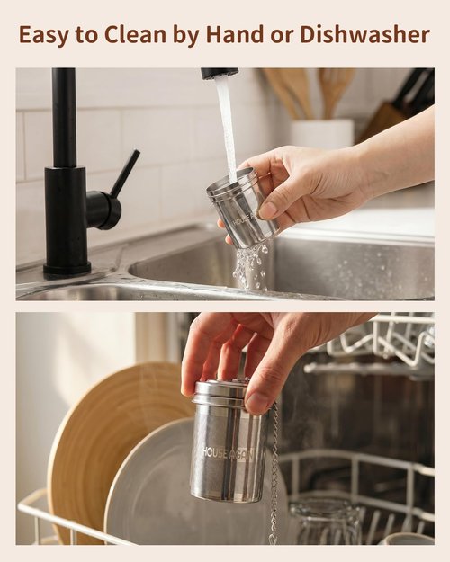 House Again Large Tea Infuser with Scoop, Extra Fine Mesh Tea Strainers for Loose Tea & Spice Infuser for Cooking, 304 Stainless Steel, Loose Leaf Tea Steeper for Brew Tea Spices & Seasonings