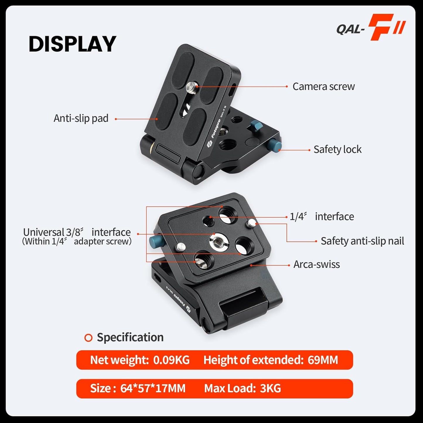 Fotopro Camera L Bracket Vertical Horizontal Switching Quick Release Plate for Canon Nikon Sony DSLR Monopod Stabilizer