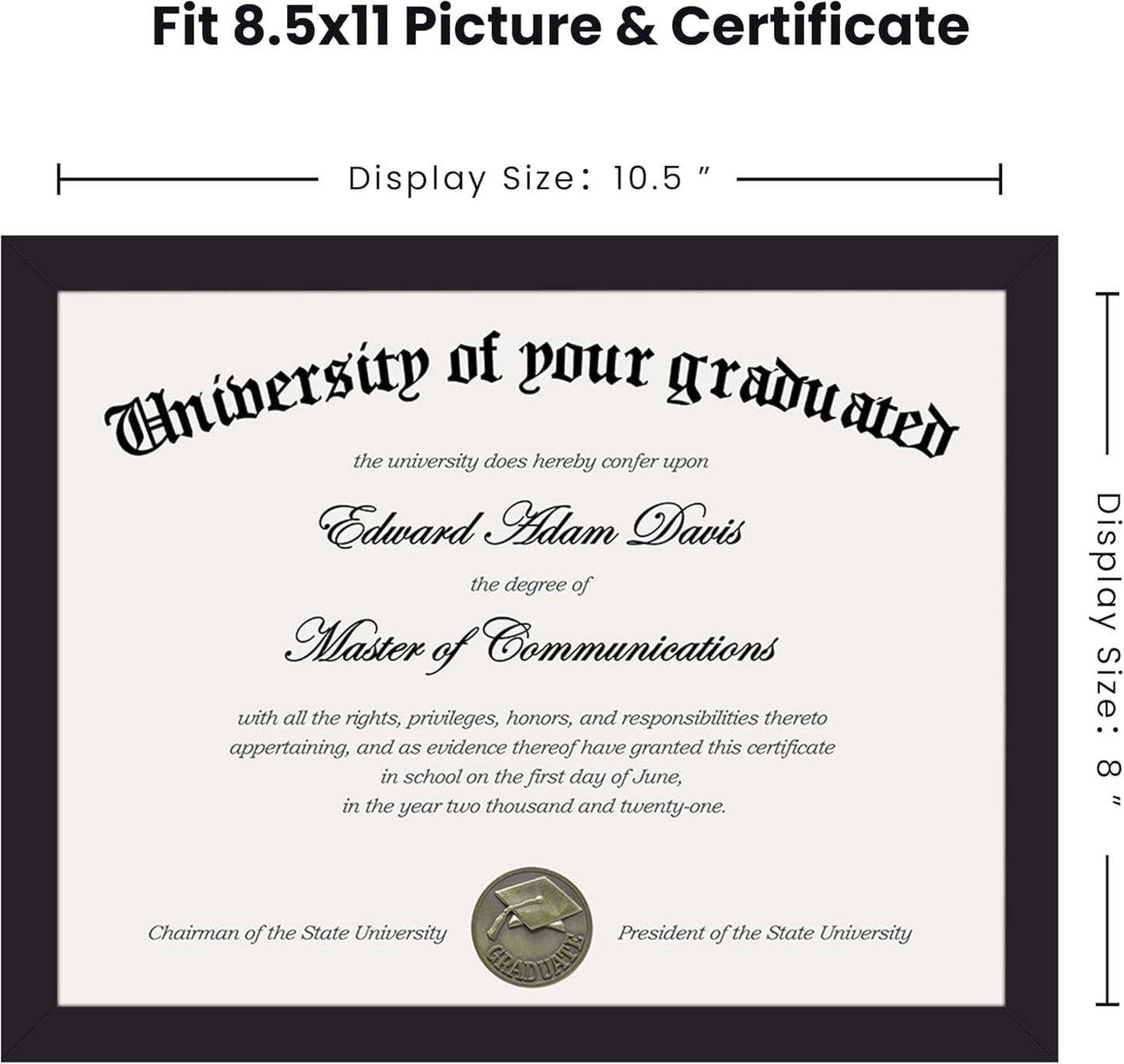 Upsimples 8x10 Picture Frame Set of 5 | Includes 8.5x11 Certificate Frame for Versatile Display