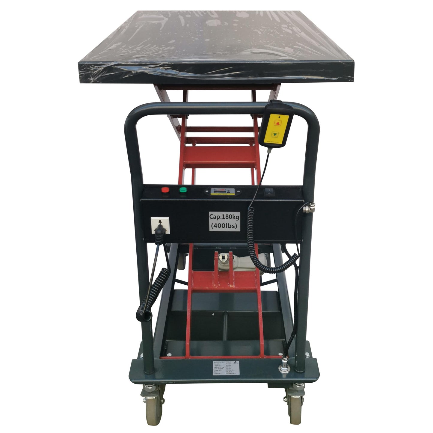 Pake Linear Actuated Elevating Cart, 400lb. Cap., 35" X 24", Lifting Height 16"-50.4"
