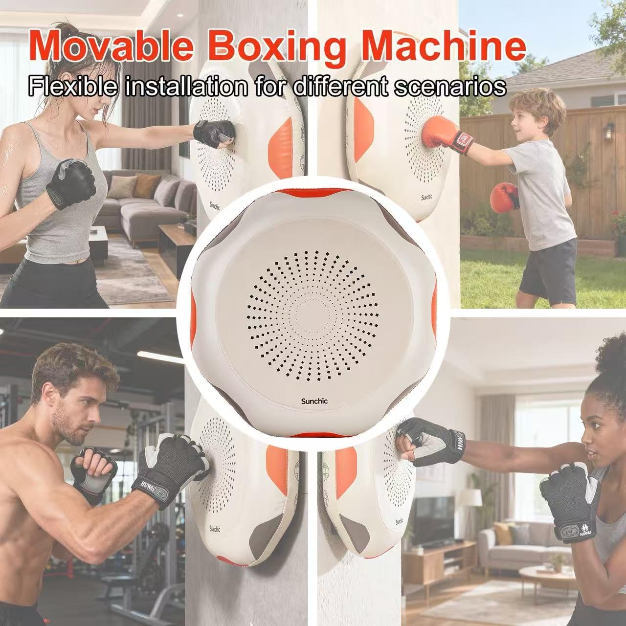 Punching Bag for Adults, Sunchic 2026 New Boxing Machine with Boxing Gloves and Air Pump, No Stand Required, Wall-Friendly Design,The Faster You Punch, the Stronger the Suction to the Wall