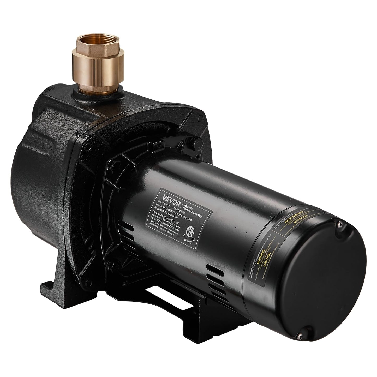 VEVOR 1.5 HP Shallow Well Jet Pump, AC 115/230 Volt, 4250 GPH Dual Voltage Cast Iron Well Jet Pump, with 108 ft Max Head Lift, Easy Voltage Switching, for Garden Irrigation, Lawn Sprinkler System