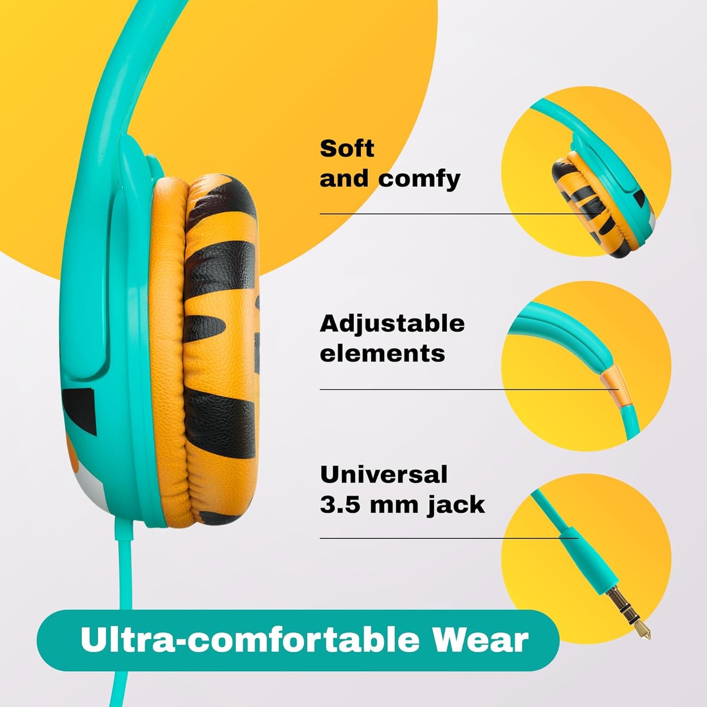 1-7 85dB Headset Kidrox Wired Toddler Headphones for Years Old Volume Limited Baby Headphones for Plane and Car Travel