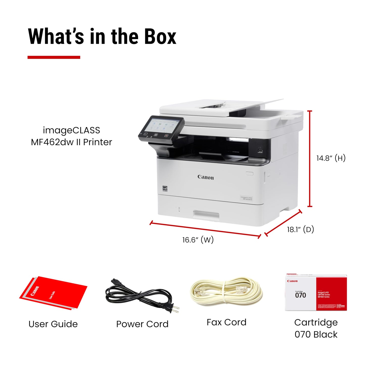Canon imageCLASS MF462dw II - Monochrome Wireless Duplex Laser Printer with Print, Copy, Scan, Fax, Expandable Paper Capacity, 37 PPM
