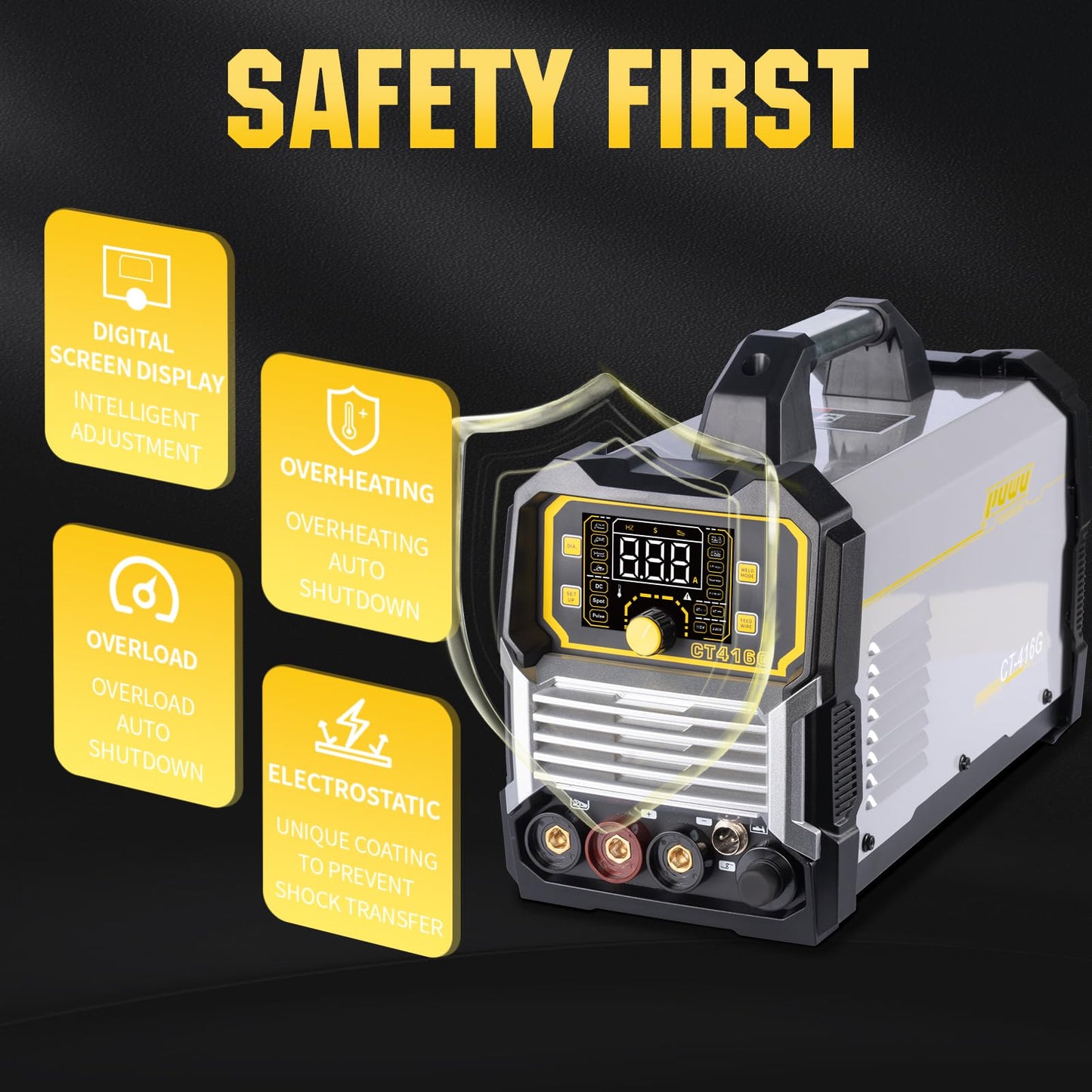 PUWU Plasma Cutter Welder Combo,(HF) TIG/Pulse TIG/Lift TIG/Spot/Stick/CUT 6 In 1 Multi-process Welding Machine,110V/220V Dual Voltage TIG Welding Machine With Large LED Display Synergic Control