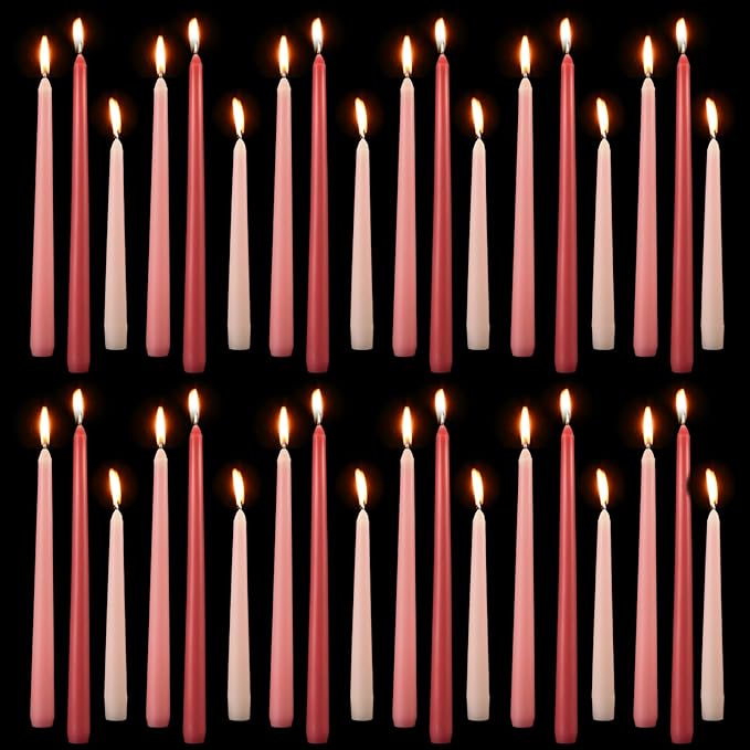 MTLEE Taper Candles 8/10/12 Multi Height Unscented Taper Candles 8 Burn Hours for Dinner Decorative Home Decoration Wedding Party Candlesticks(Gradient Pink,36)