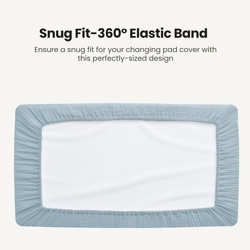 Konssy Waterproof Muslin Changing Pad Cover - Soft Quilted Cotton Fitted Sheets for Boys & Girls | 2 Pack (Star, Blue)