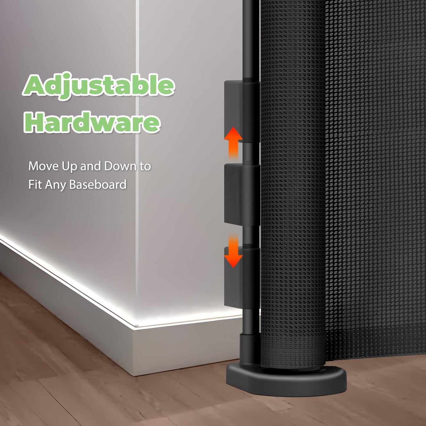 Reinforced 155" Extra Wide Baby Gate Retractable Dog Gate with Support Rods – Prevent Crawling Under, 13ft Retractable Baby Gates Long Gates for Kids or Pets Retractable Gate, Black
