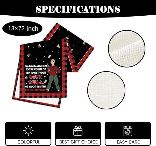 Home Alone Table Runner - Funny Christmas Kitchen Decor | Winter Holiday Party Decoration