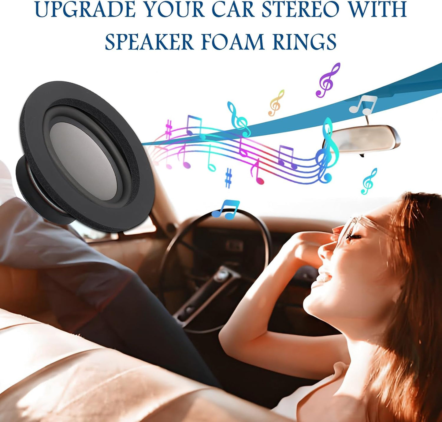 Figpade 4PCS Kit,3-Size 6" 6.5" 6.75" Speaker Foam Rings Speaker Gasket for Enhanced Bass & Noise