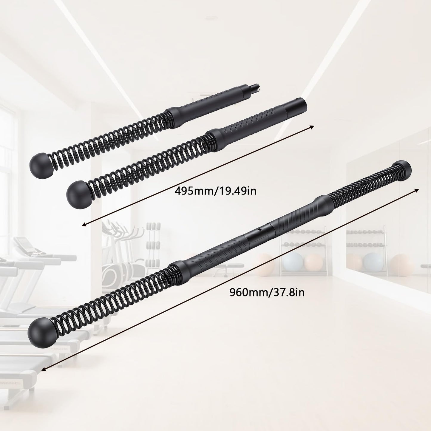 Fitness Exercise Bar, 2in1 Functional Shoulder Exercise Equipment, Workout Bar Elastic Fitness Stick for Pilates Sports Arm Muscles Strength (Black)