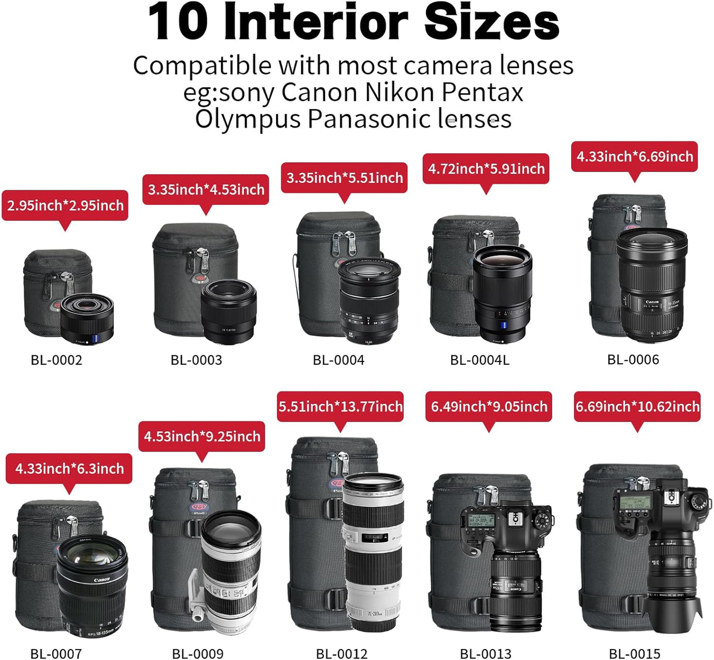 DSLR Camera Lens Bag - Fits Canon, Nikon, Sony & More