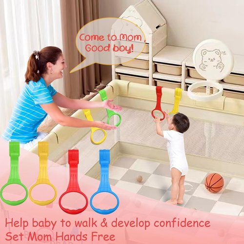 Baby Pull Up Ring - 8 Pack Stand Up Walking Assistant Handles for Playpen & Crib