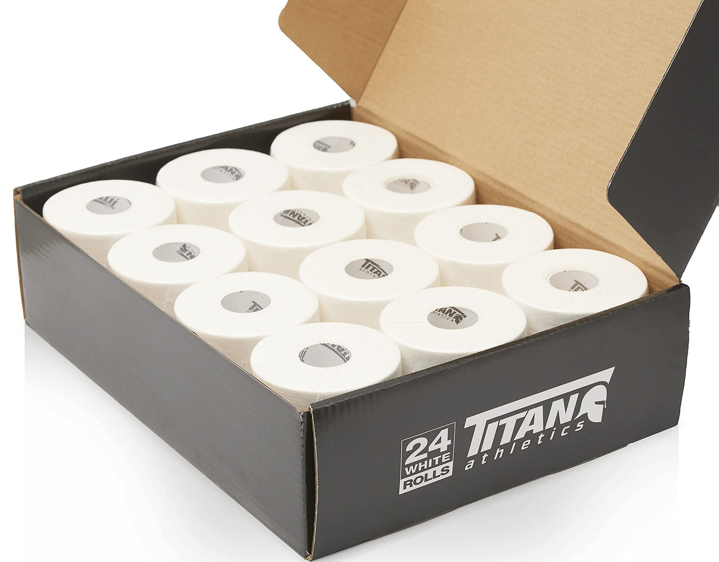 24 Pack White Athletic Tape (45ft Rolls) - Athletes Trainers Injuries & First Aid - Premium Medical Sports Tape - Wrap & Support Ankles & Wrists - Easy Tear Design with Zinc Oxide & No Sticky Residue