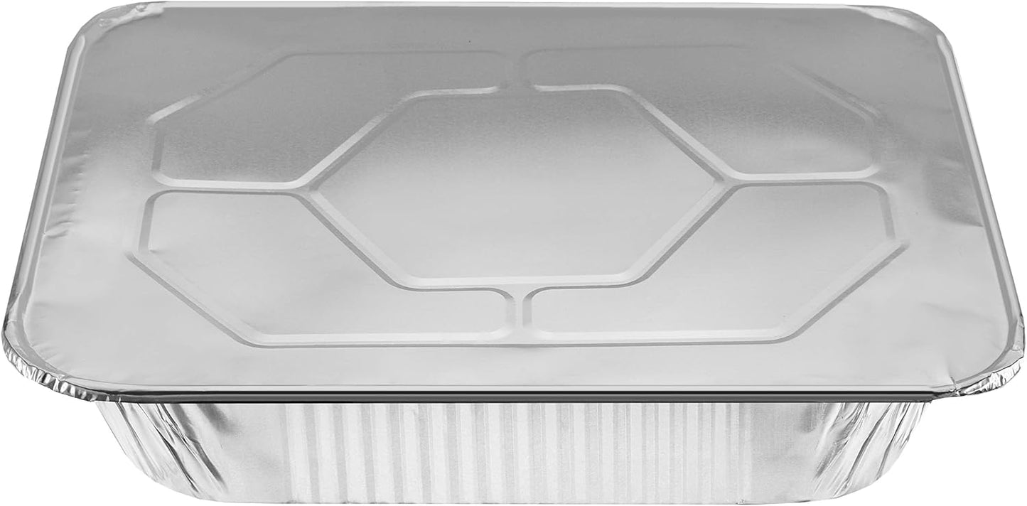 NYHI 9x13 Aluminum Pans With Lids - Disposable Foil Catering Trays for Baking & Roasting | 10 Pack