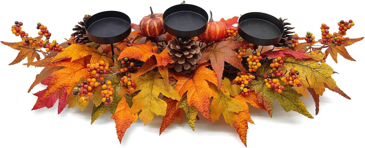 Regine Switzerland Thanksgiving Centerpiece - Artificial Gourd & Pumpkin Decor with Pine Cones & Maple Leaves | Perfect for Dining Table & Fireplace Mantel