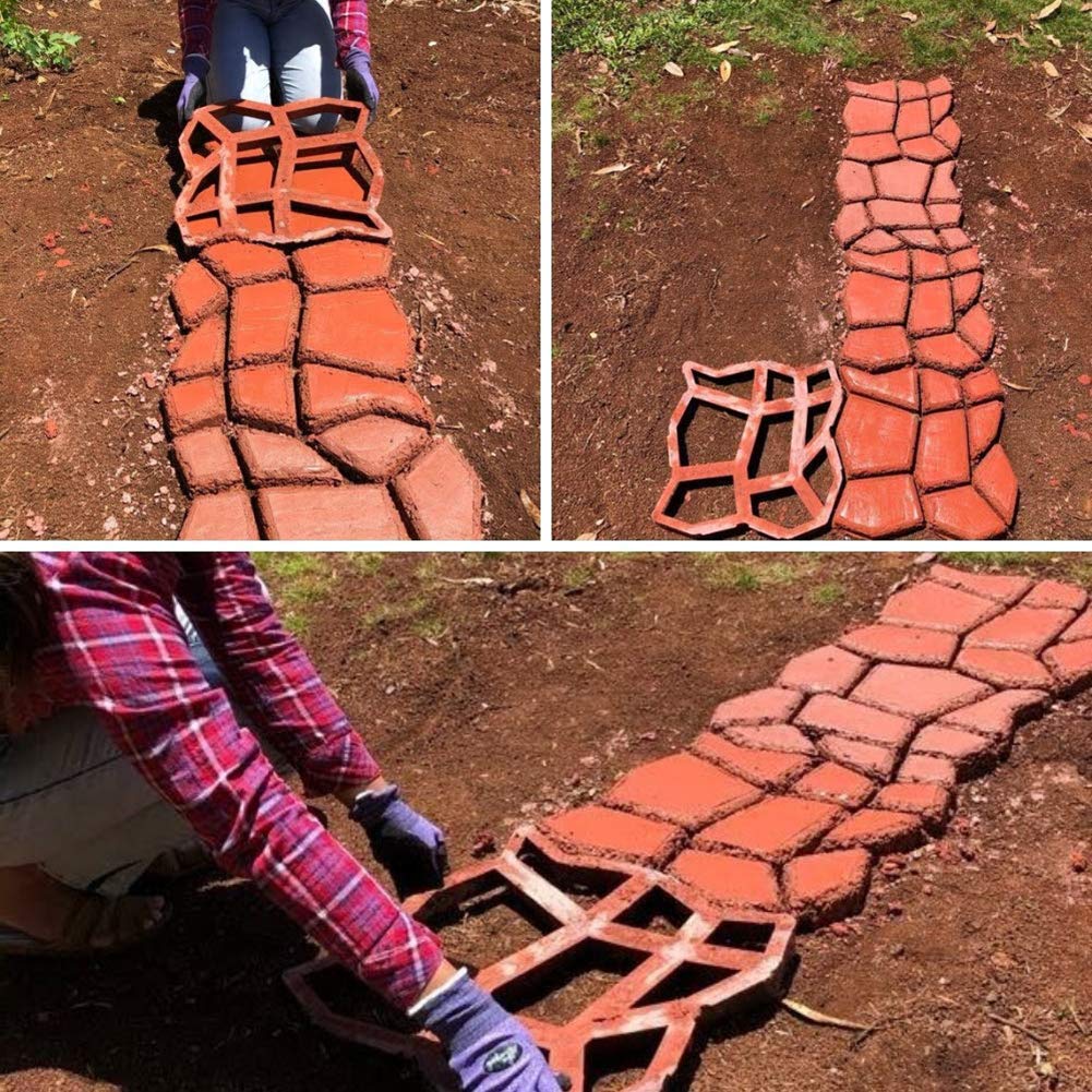 VanSmaGo 2 Packs 16.9 x 16.9 x 1.6 inch Walk Maker, Path Mate Stone Moldings Paving Pavement Concrete Molds Stepping Stone Paver Walk Way Cement Mold for Patio, Lawn & Garden