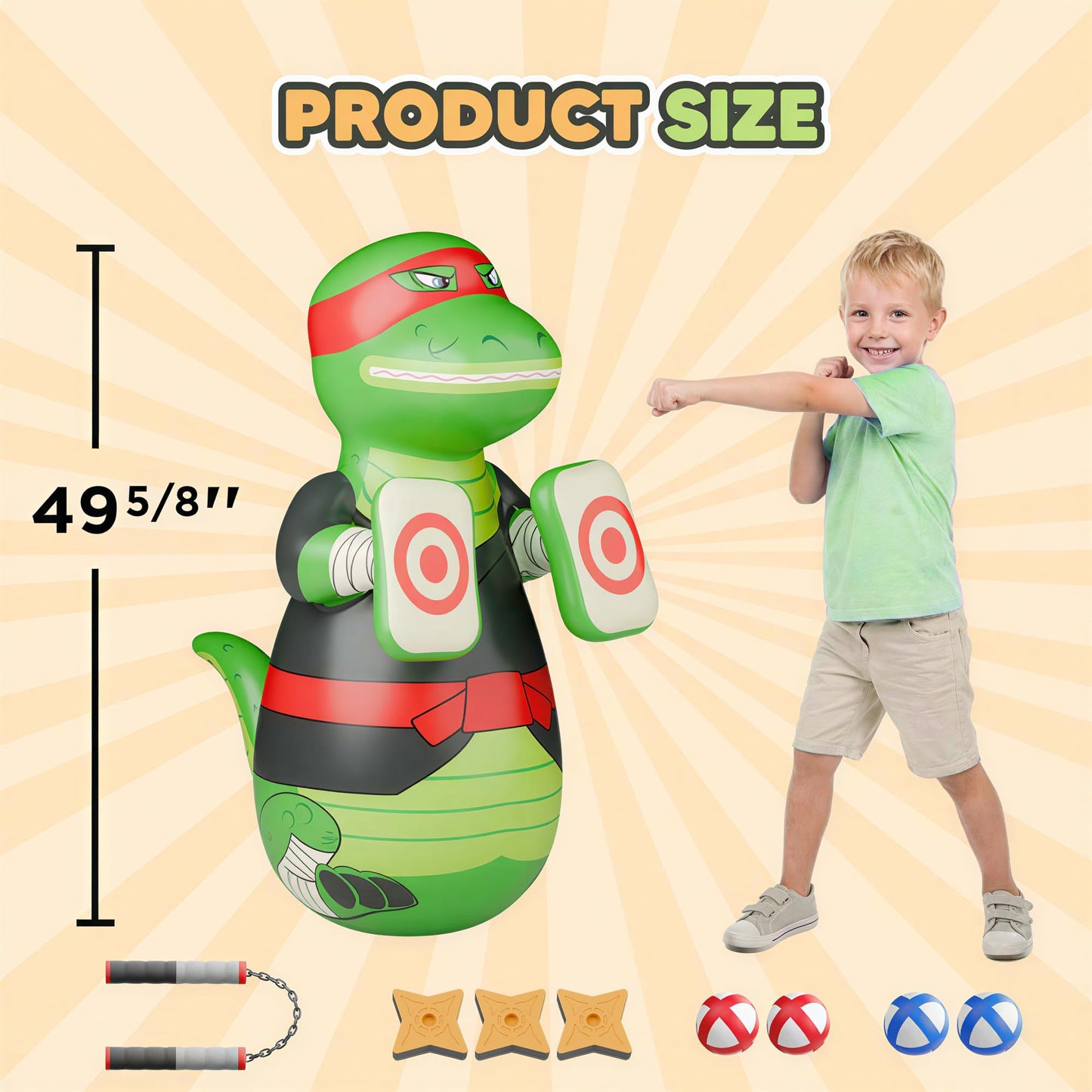 iPlay, iLearn Inflatable Punching Bag for Kids, Toddler 49" Blow up Boxing Bop Bag Toys, Training Bopper W/Ball Toss Game, Indoor Outdoor Fun Sports Activity, Birthday Gift 3 4 5 6 7 8-12 Yr Child Boy