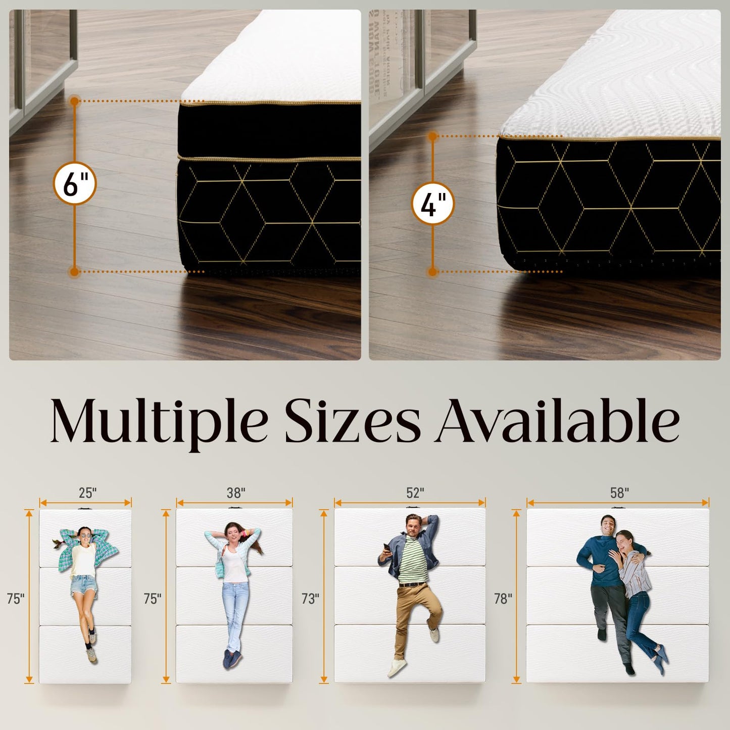 GEMBED Tri-Fold Pad - 4 Inch Full, 73"x52"x3.8"