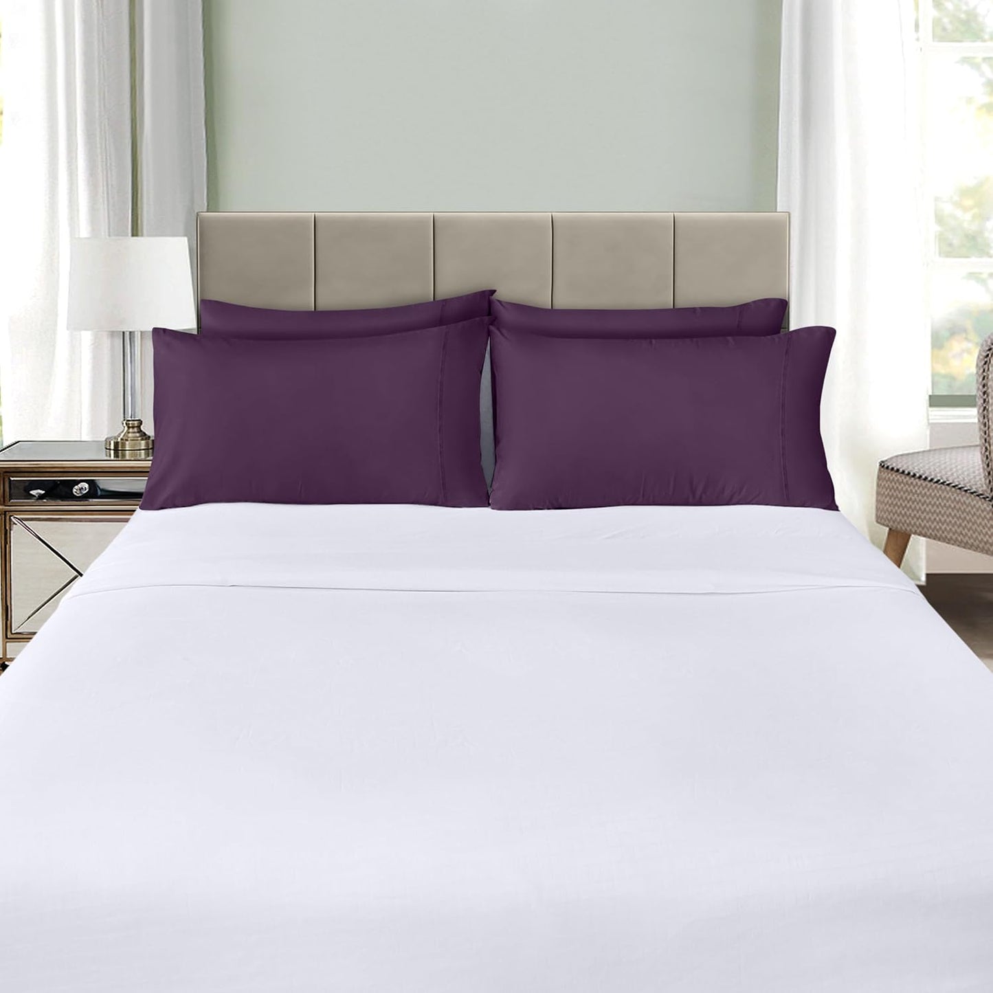 Utopia Bedding Queen Pillow Cases - 4 Pack - Soft Brushed Microfiber - Fade Resistant | 20 x 30 Inches, Purple