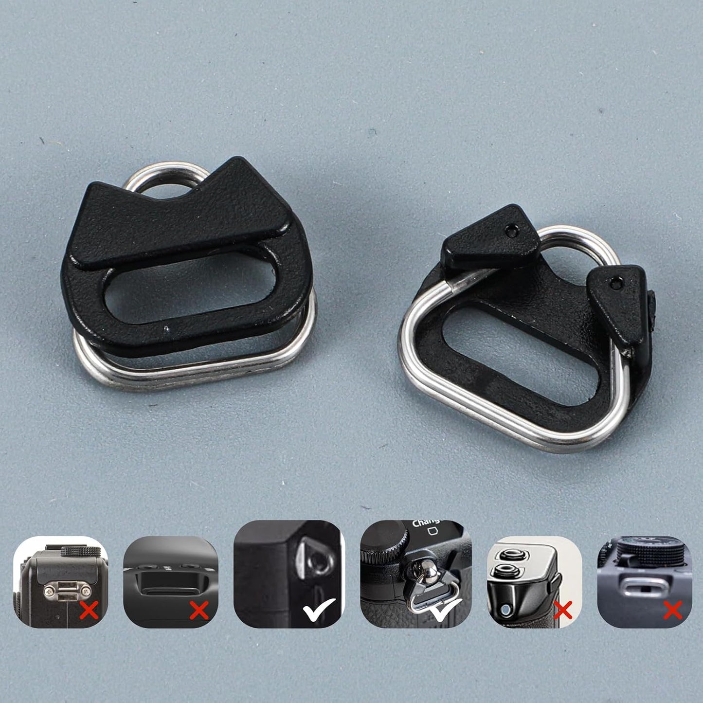 Sorcristy Lug Ring Camera Strap, Stainless Steel Triangle Split Ring and ABS Cap with All Brand D-SLR Rangefinder