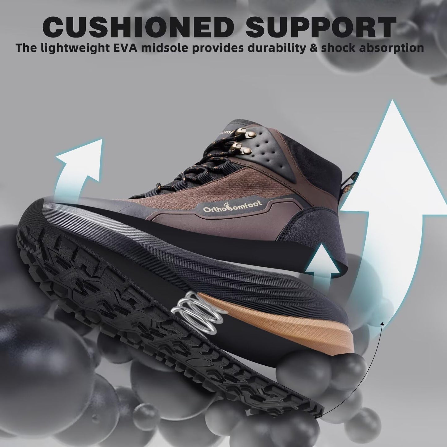Men's Orthopedic Wide Mid Hiking Boots: Comfortable Plantar Fasciitis Orthotic Arch Support Bunions Recovery Trail Sneakers, Leisure Slip Resistant Stylish Standing Walking Shoes Brown Size 11