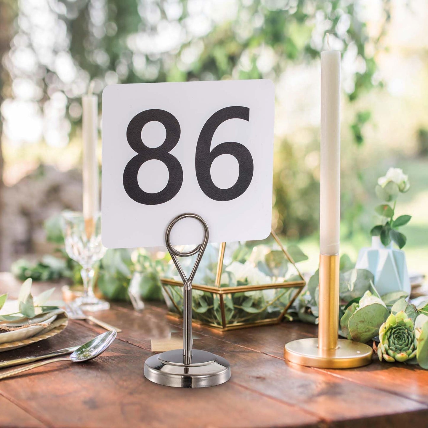 Toncoo 50Pcs Table Numbers 1-50, 3.7x4 Inch Plastic Table Numbers, Double Sided Table Number Cards - for Wedding Reception Restaurant Table Numbers Place Cards, White
