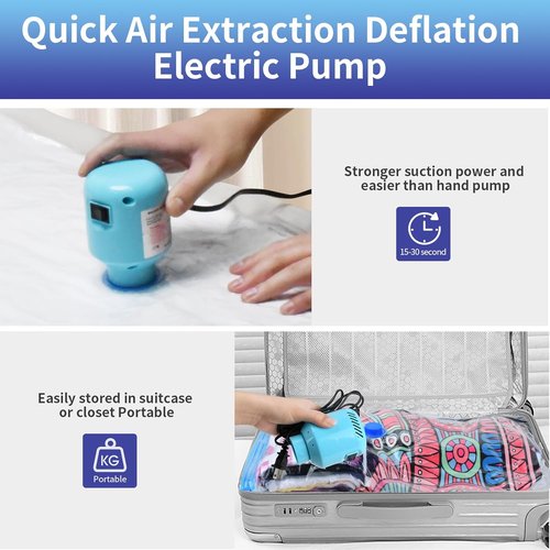 HOTBAG Electric Air Pump - Portable Vacuum Pump for Travel | Compress Clothing & Vacuum Seal Bags - Blue