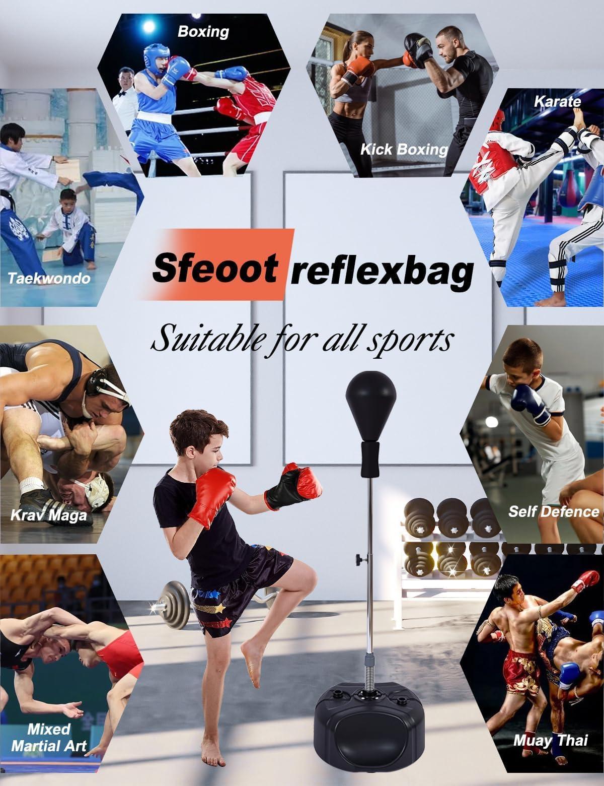 Punching Bag with Stand, Boxing Bag for Teens & Adults -Improves Speed, Reflexes and Endurance - Height Adjustable for Training, Boxing Equipment, Stress Relief and Fitness Speed Bag