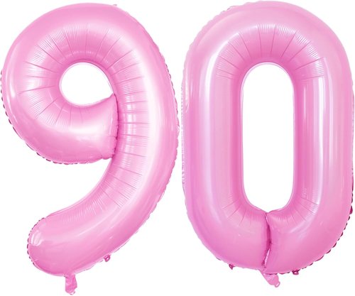 GOER 90th Birthday Balloons - 42 Inch Jumbo Light Pink Foil Helium Decorations