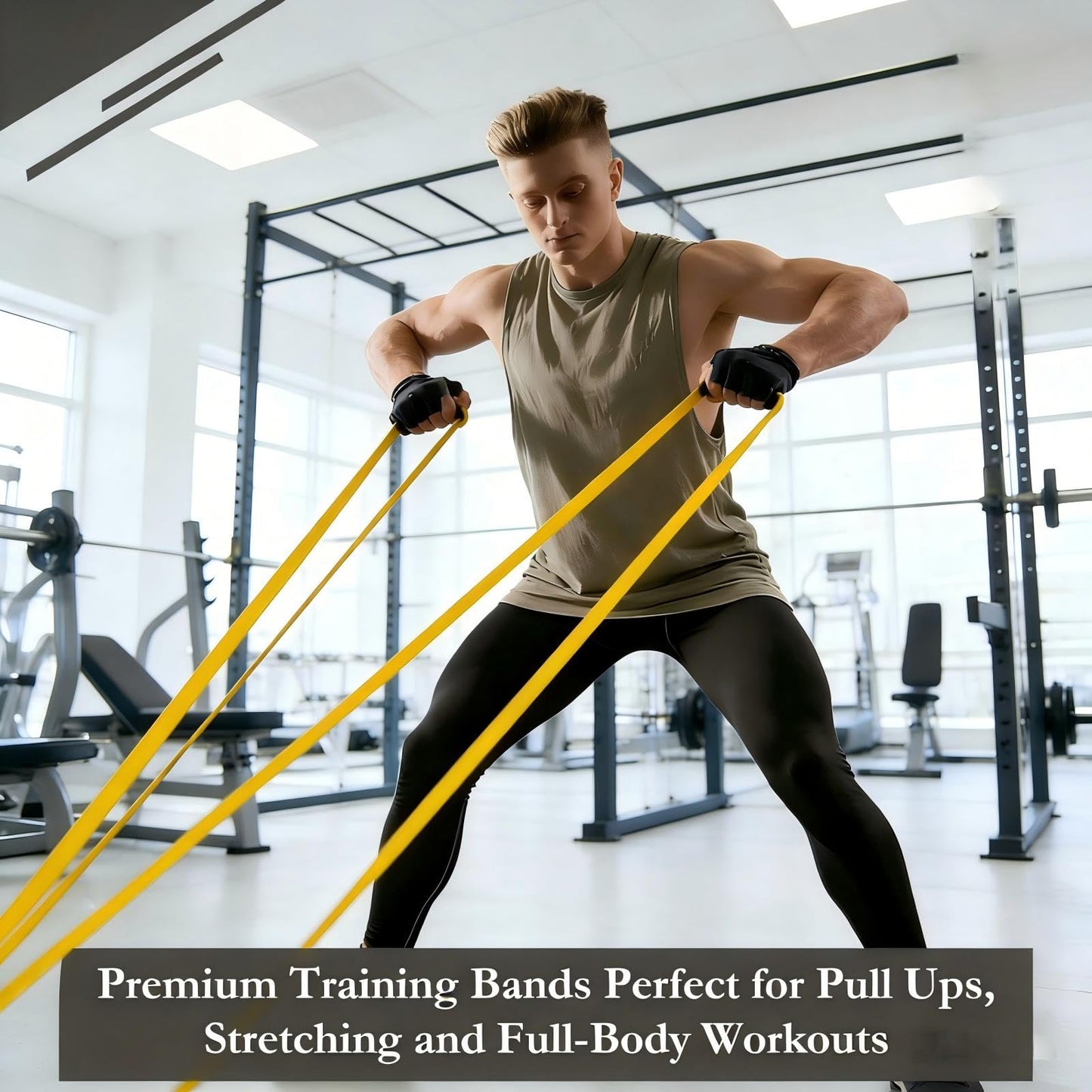 16-Pcs Resistance Bands Set - Premium Elastic Workout Bands for Home Gym, Strength Training, Yoga & Physical Therapy (Yellow(8-15 lbs))