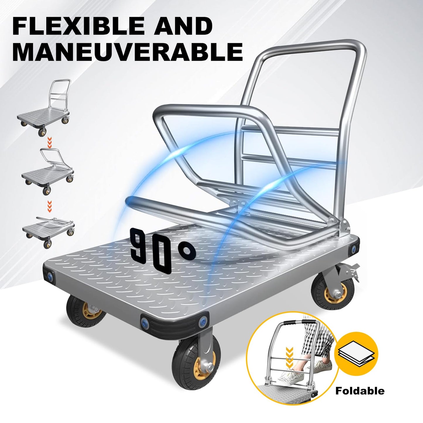 Folding Platform cart Dolly cart Push Cart Dolly Moving Platform (Small 27X19INCH 1500LBS)