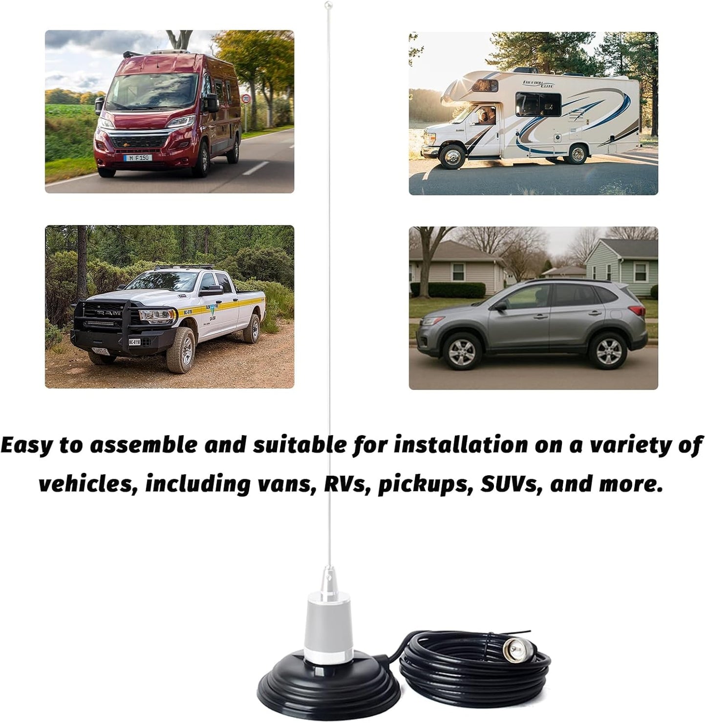 TWAYRDIO 4.3in 16.4ft RG58 PL259 NMO Antenna Mount, NMO Magnetic Mount with Low Loss Coaxial Cable Plug for VHF UHF HF