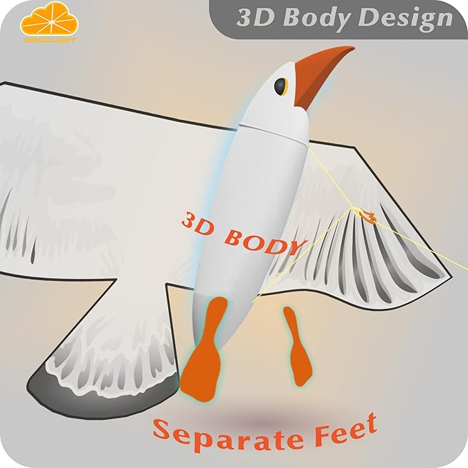 ORGCLDKT- 3D Lifelike Style Bird/Eagle Kite, Super Easy to Fly with, Ideal for Kids, Adults, Girls, Boys. Kites for The Beach, Grassland, Hiking