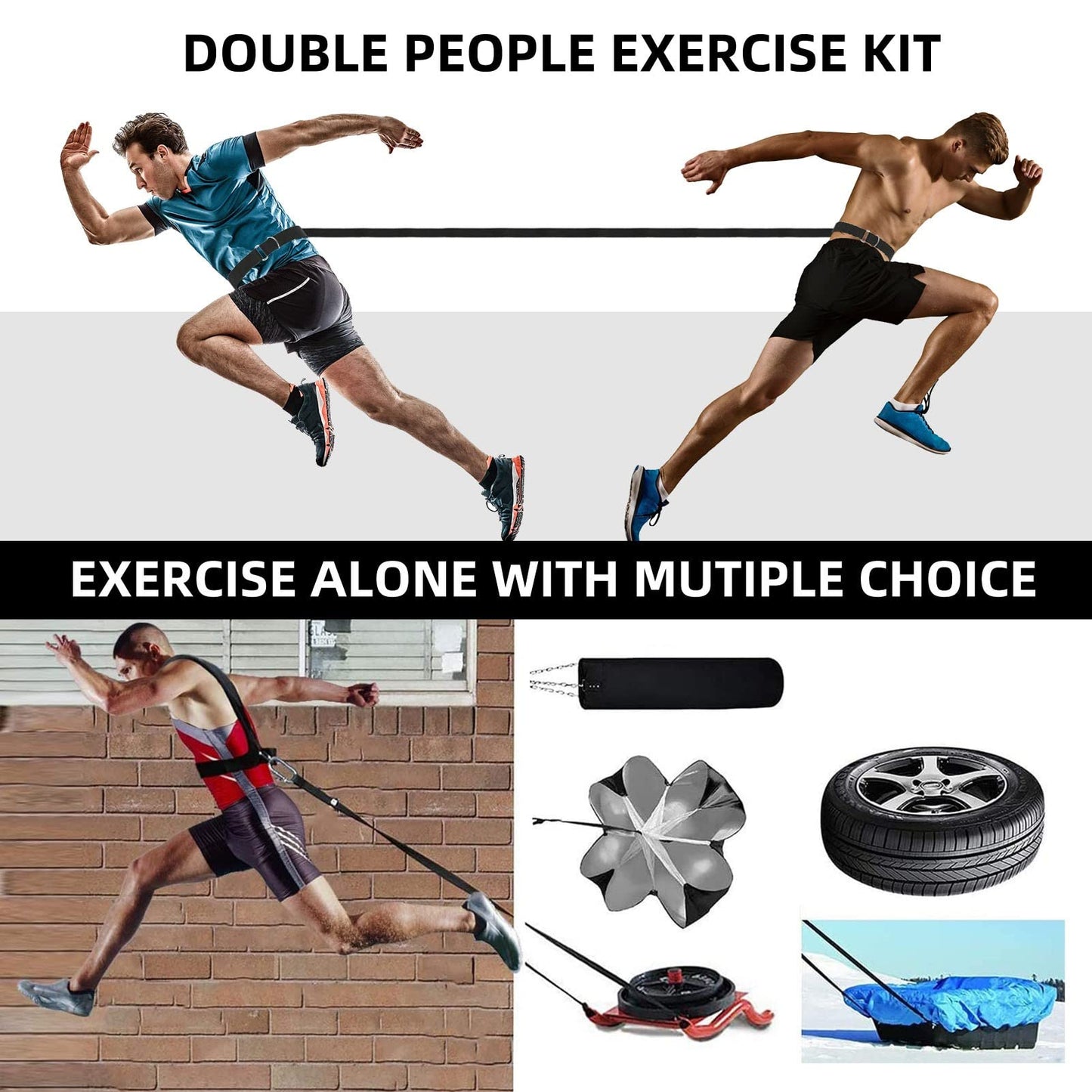OYINDIZ Sled Harness, Weight Speed Sled Workout Tire Pulling Harness Resistance and Assistance Trainer Physical Training Resistance Rope Football Training Equipment Harness For Men and Women(6.6ft)