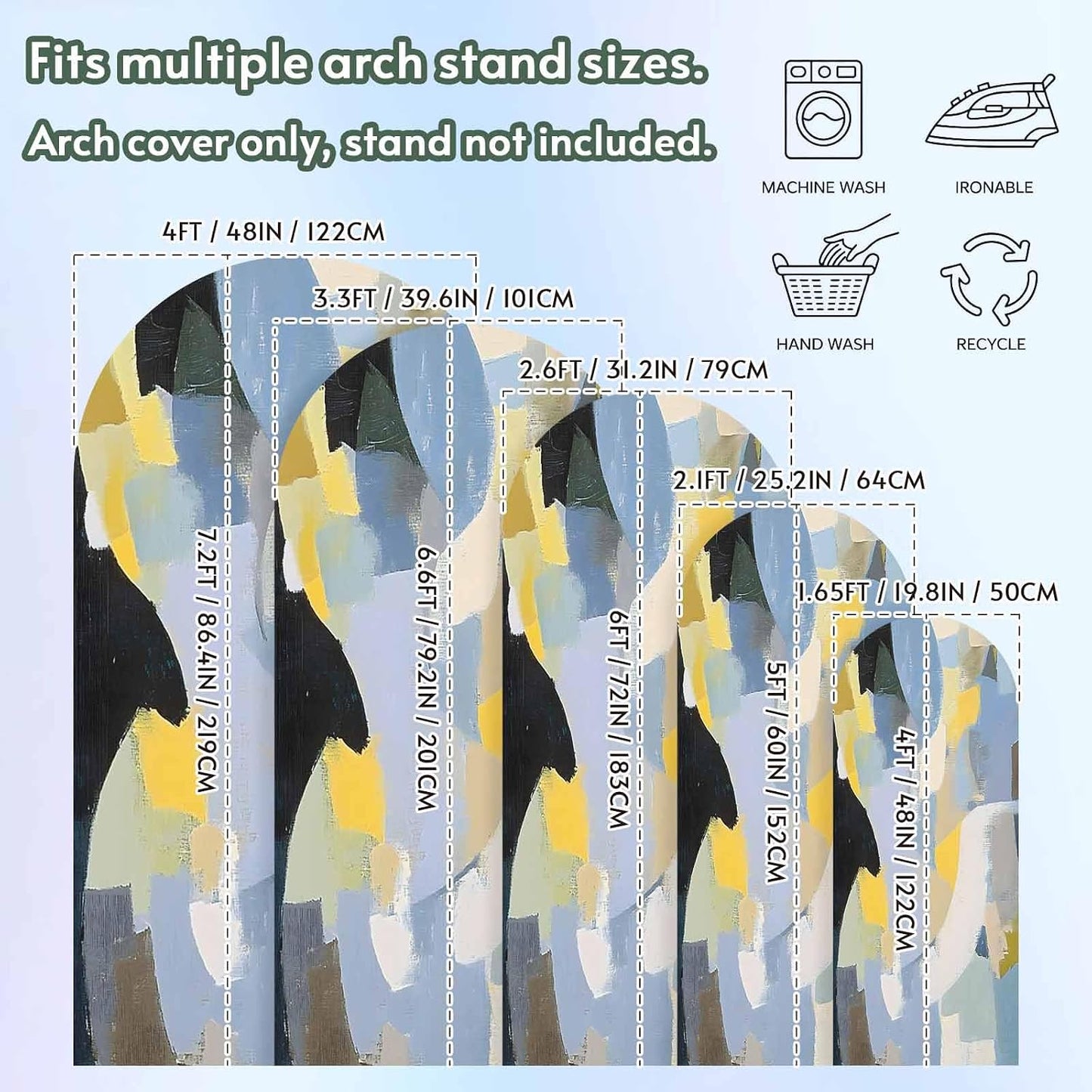 Jnbasdffb 7.2 Abstract Geometric Wedding Arch Cover,Stretchy Spandex Arch Backdrop Stand Covers FT,Simple Oil Painting