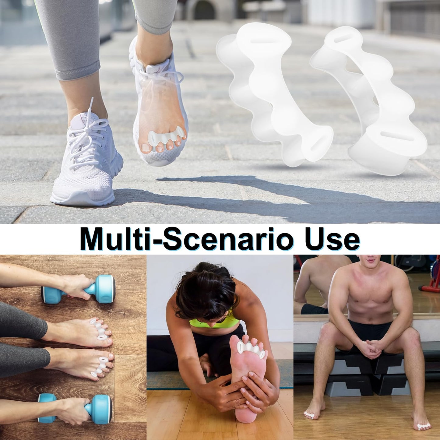 DLMDLM 2 Pairs Gel Toe Spacers for Men & Women, Bunion Corrector & Hammertoe Relief, Improve Foot Alignment, Support Plantar Fasciitis & Daily Wear (Medium)