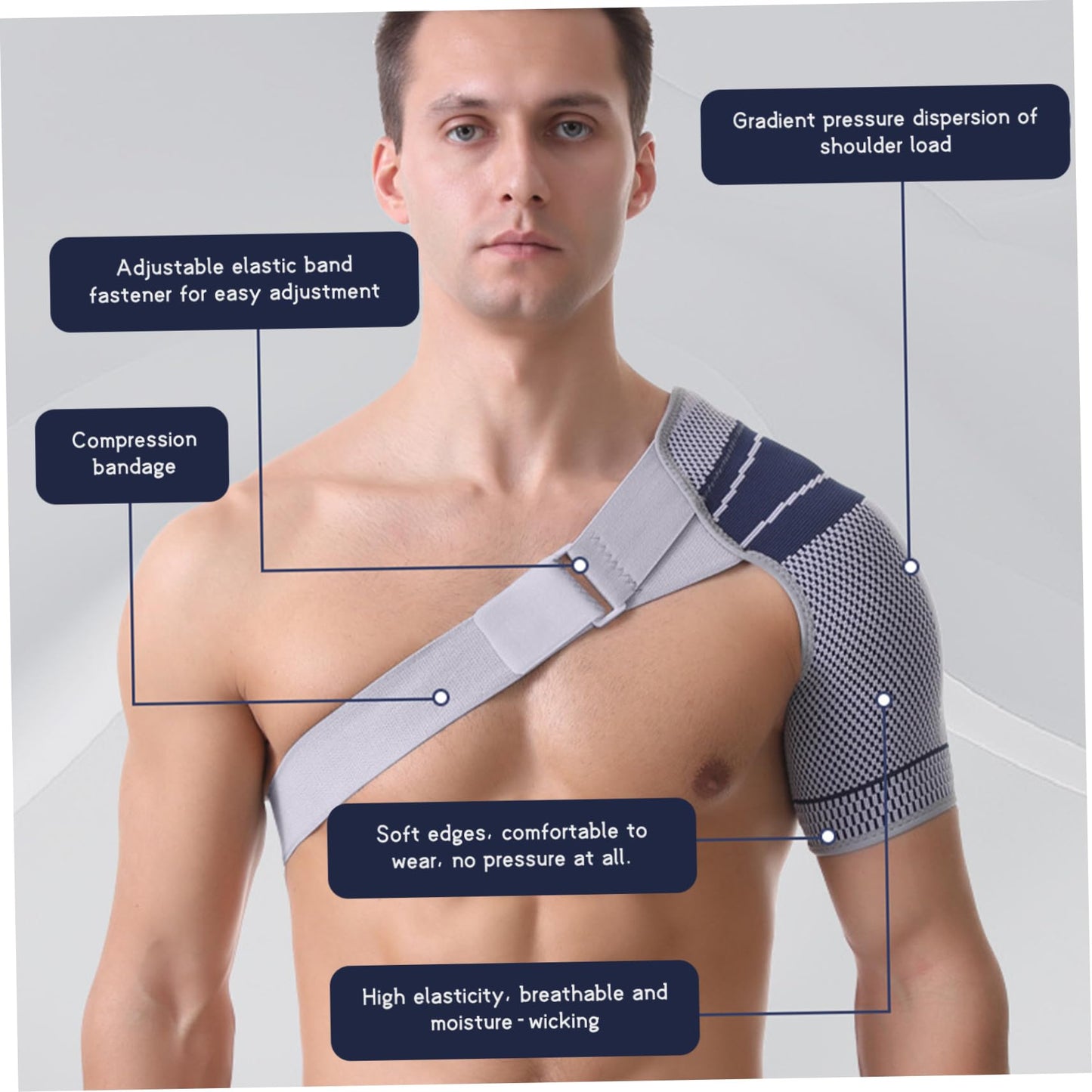 NASSMOSSE Shoulder Brace for Men Women, Adjustable Breathable Shoulder Compression Sleeve for Torn Rotator Cuff Pain Relief, Strains Dislocation L/XL