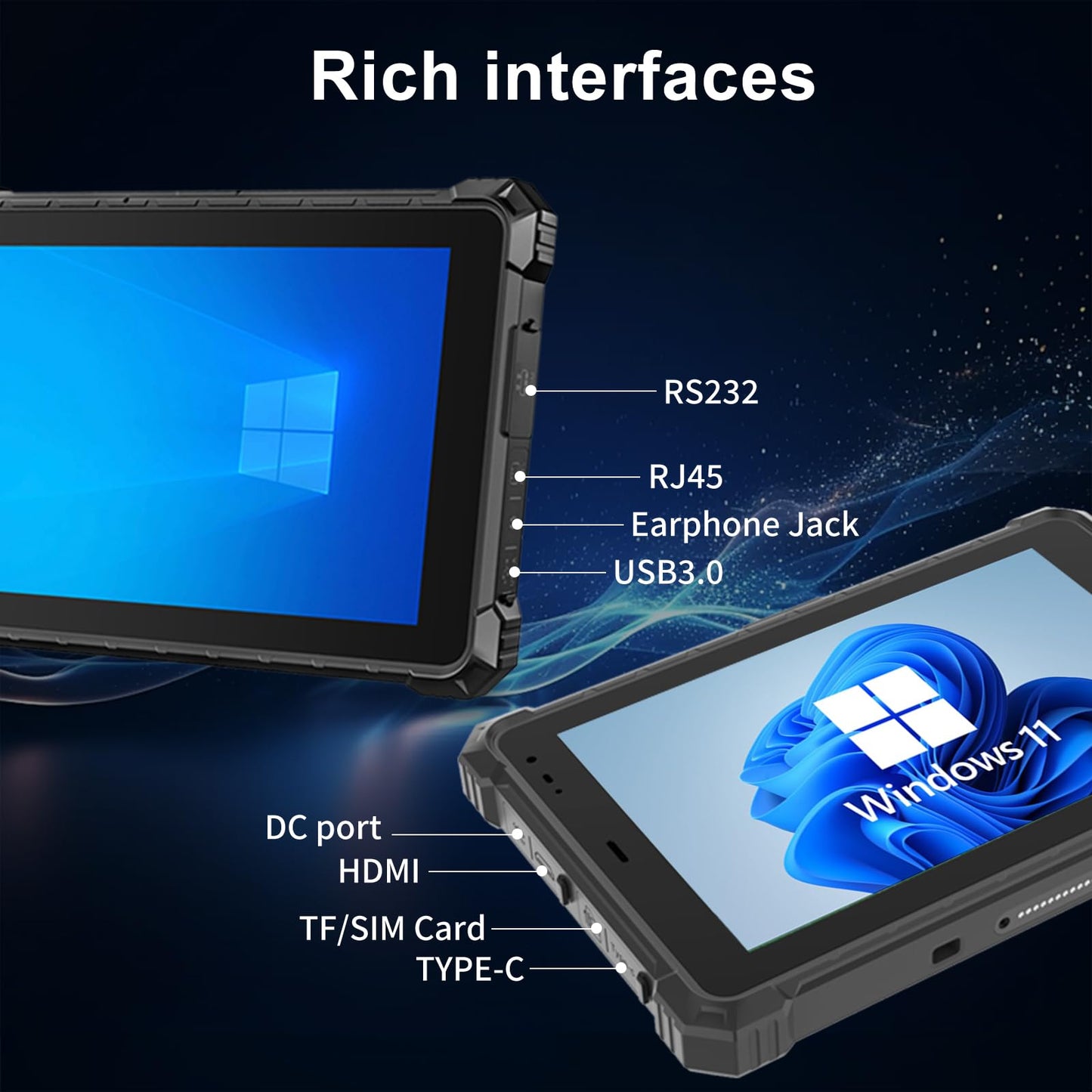 CENAVA W10Y Rugged Tablet,10.1 Inch Windows 11 Pro Industrial Tablet,8GB+128GB,Intel Core(TM) i5-10210Y,IP68 Waterproof,700nit Sunlight Readable,4G LTE GPS WiFi 6 Heavy Duty Outdoor Work PC