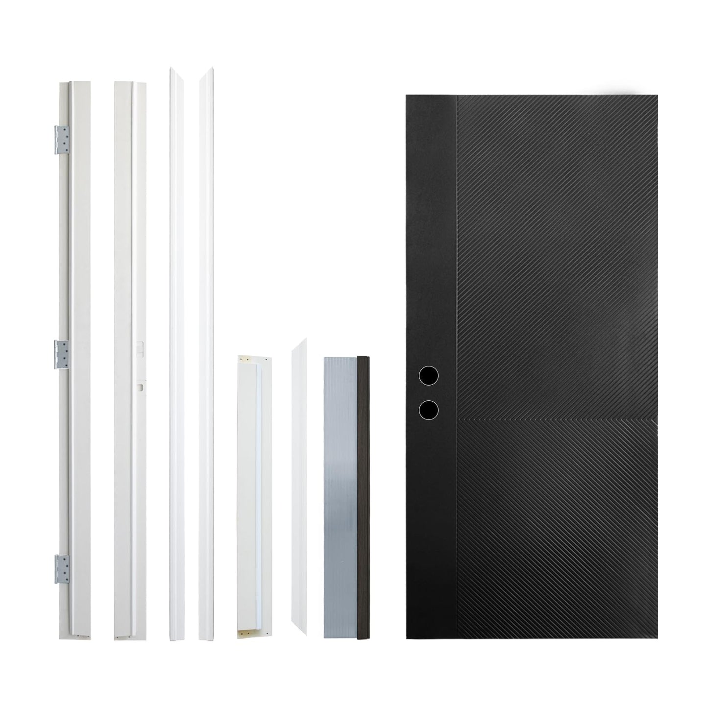 KEIKI 36" x 80" Fiberglass Entry Door, Right Hand Inswing Front Door with Antique Black Finish, 4-9/16" Vinyl Frame, Durable Knock-Down Frame for Residential & Commercial Use, Black