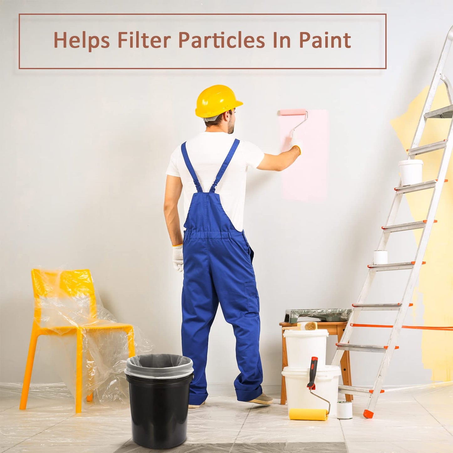 Patelai 500 Pcs 5 Gallon Paint Strainer Bags Regular Fine Mesh/Elastic Top Bag Strainers for Use with Paint Sprayers (White)