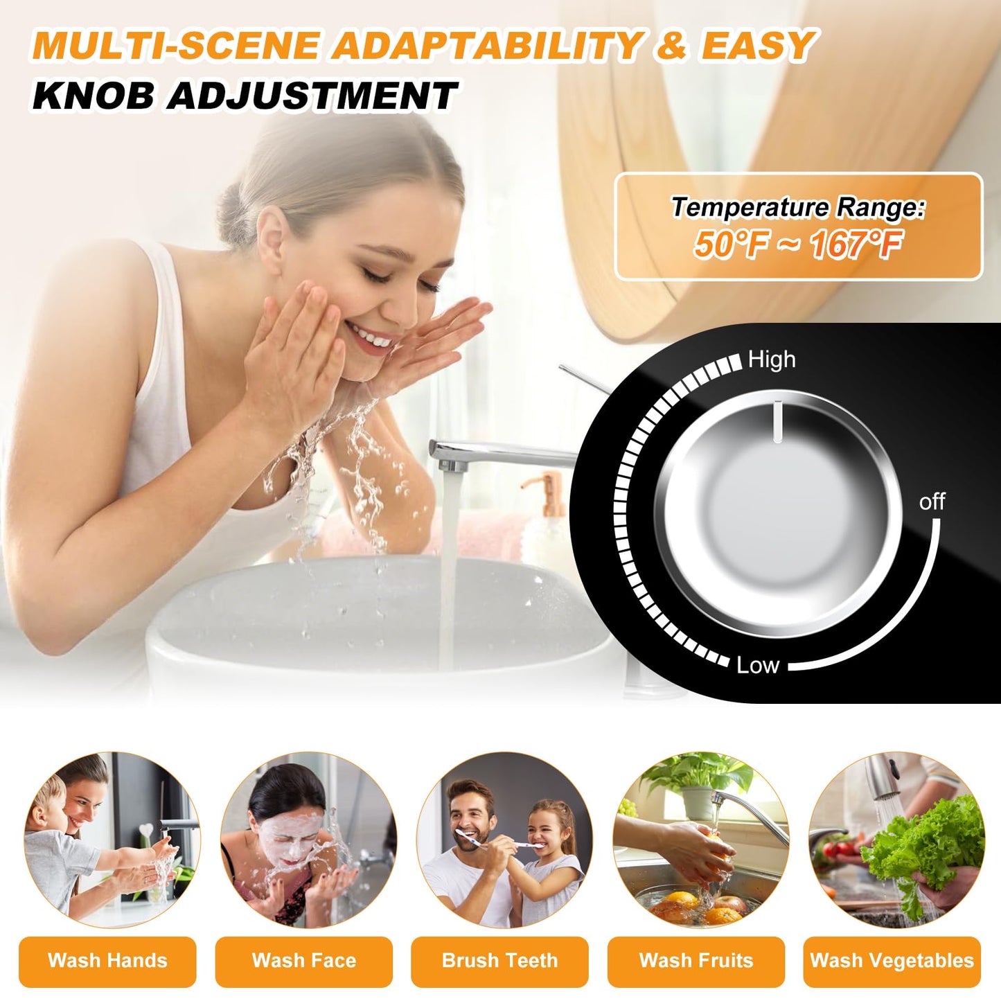 4Gallon Mini Tank Water Heater Electric, 1500W Under Sink Hot Water fot Point of Use, 110V Instant Hot Water Heater for Kitchen, Office