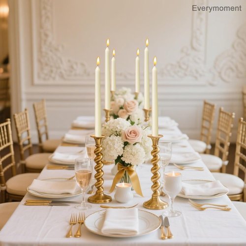 Everymoment Ivory Taper Candles - Dripless & Smokeless 10-Inch Candlesticks - 4 Pack Unscented Cream for Weddings & Home Decor