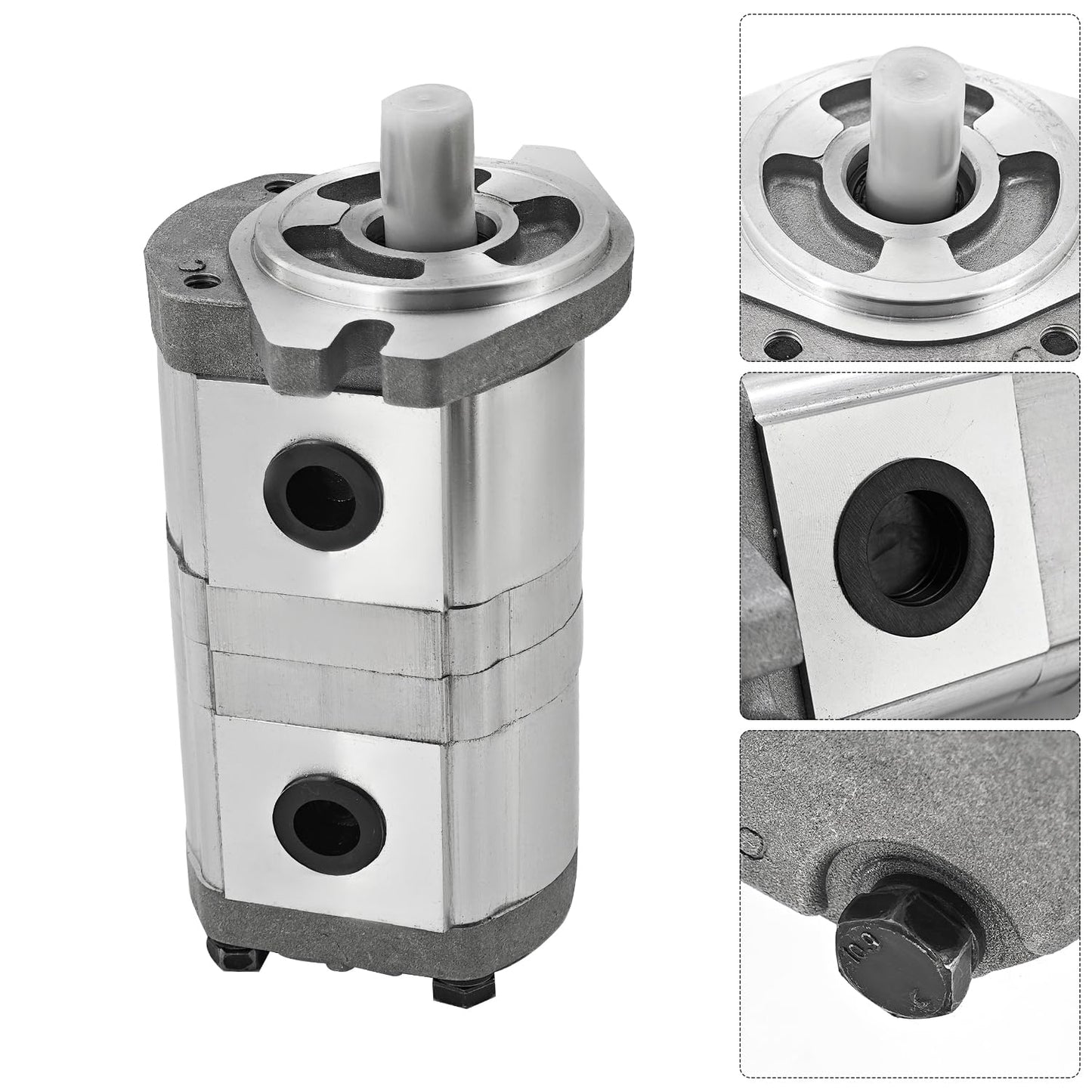 NEW HGP‑33A‑F4/4R Hydraulic Gear Pump Shaft 15.87mm 5/8" 25MPa 1800RPM Hydraulic Tandem Double Gear Pump Keyed Shaft for Mini Excavator Lifting Agricultural Machinery Inlet 3/4" Outlet 1/2"